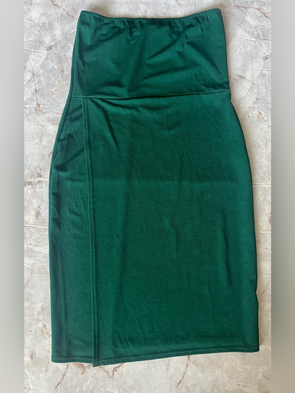 Pretty Little Things Women's Strapless Green Extreme Split Bandeau Dress Sz 12